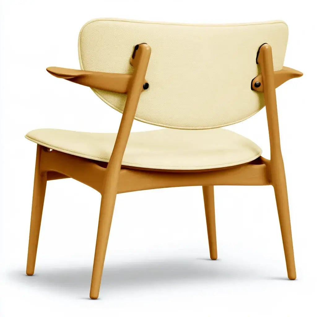 Sillón con respaldo curvo y brazos abiertos - beige/marrón