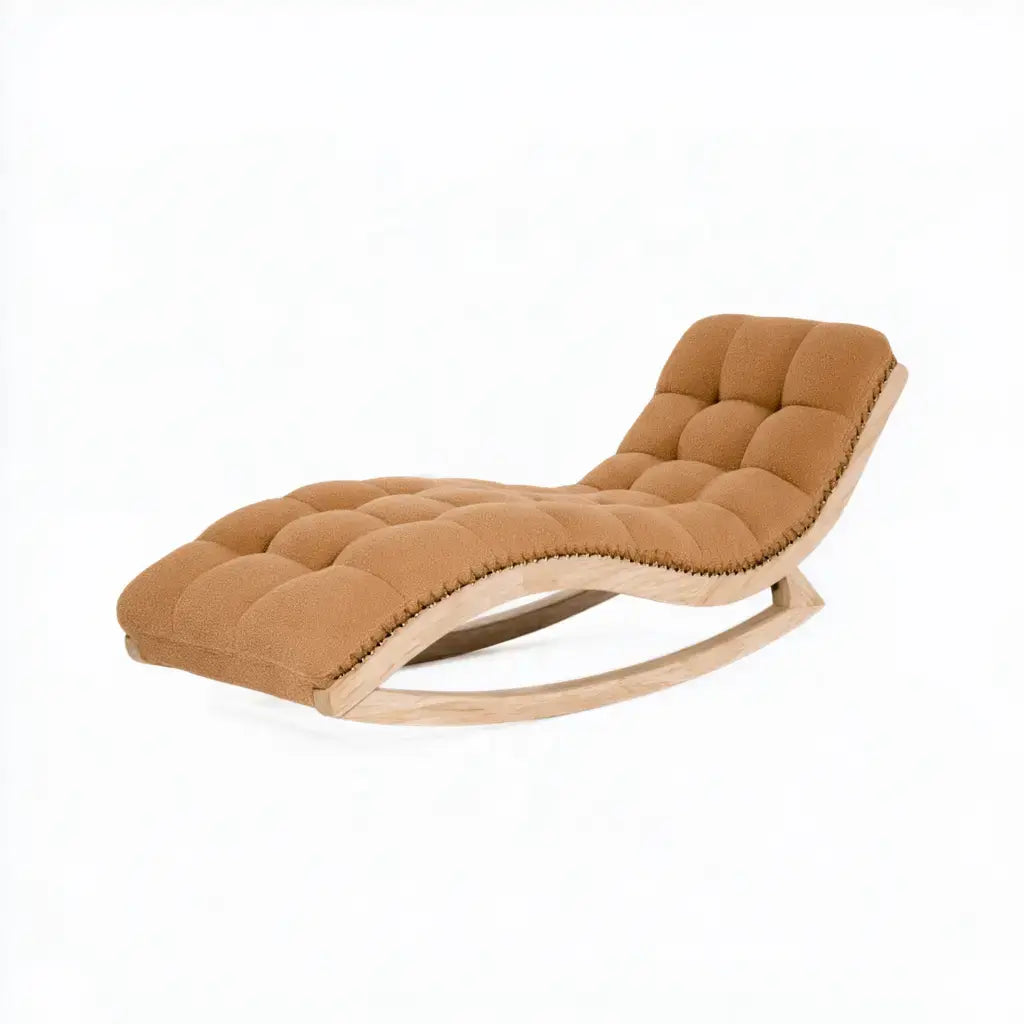 Mecedora con asiento alargado de acolchado segmentado - marrón/beige
