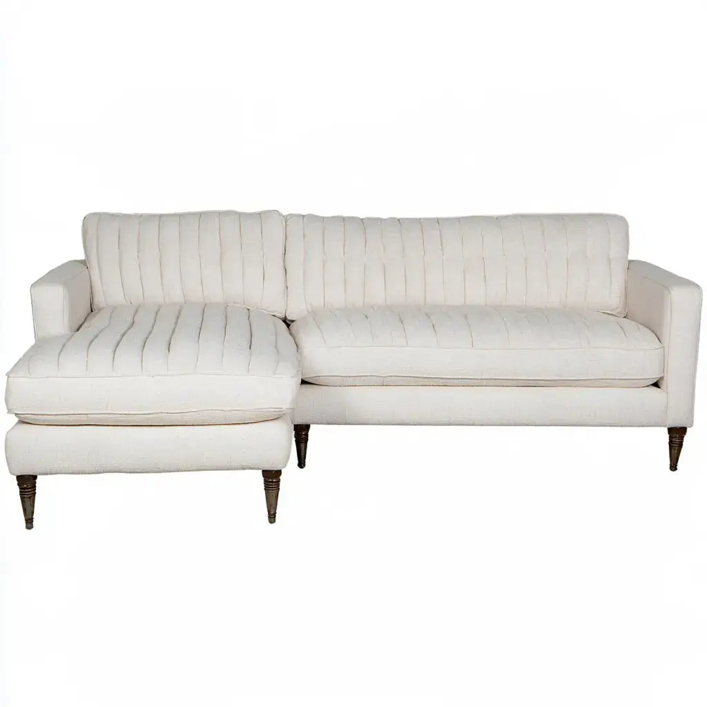 Sofá con asiento alargado y respaldo acanalado - beige