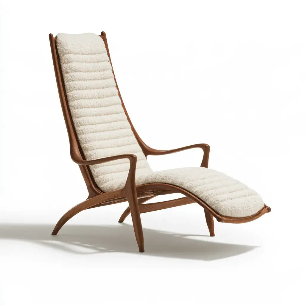 Sillón con respaldo alto y asiento alargado - beige/marrón