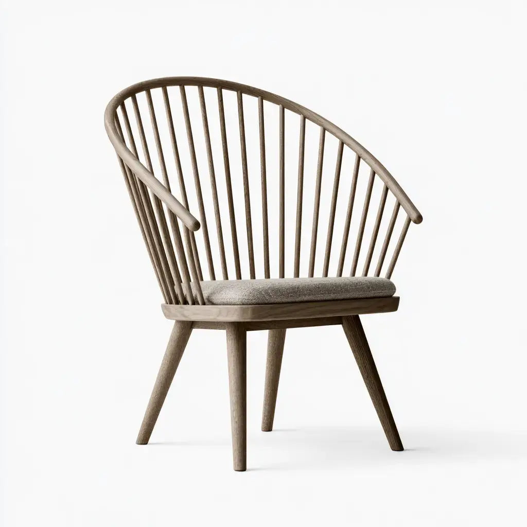 Silla con respaldo de varillas en abanico - gris